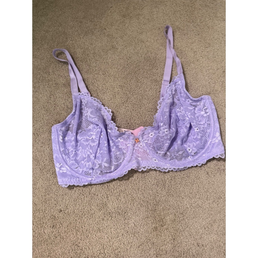 Savage X Fenty Lavender Purple Floral Lace Unlined Underwire Bra NWT